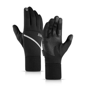 Winter Cycling Gloves For Men Touch Screen Warm Running Gloves Outdoor Waterproof Non-slip Night Reflective Sign Men's Gloves256m