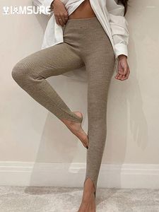 Spodnie damskie iamsure chude dzianinowe dzianinowe wysokie talii ciepłe zimowe zimowe szczupłe elastyczne legginsy talii zwykłe streetwearu kobiet 2023
