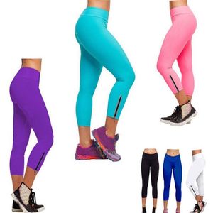 Nova chegada feminina confortável collants capri sólido a calças de corrida cintura alta cortada leggings de fitness S-XL314p