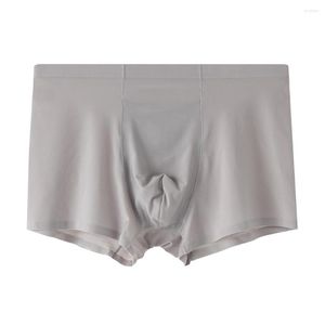 Cuecas de seda de gelo boxer briefs homens roupa interior respirável u convexo bolsa de natação troncos elásticos calcinhas de escroto masculino