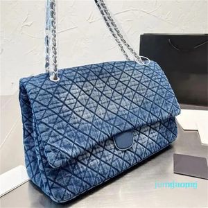 2023-Blue Grey Denim Shoulder Bags Cowboy Chain Tote Women's Luxury Flap Diamond Lattice Wallet Crossbody Classics Clutch Totes Purse