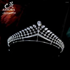 Grampos de cabelo asnora zircônia cúbica coroas estilo vintage gotas de água forma acessórios de casamento moda nupcial tiaras festa jóias