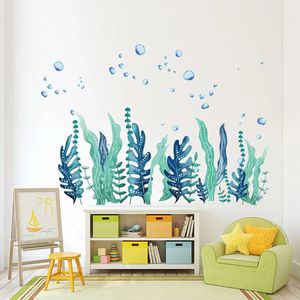 Wall Stickers Seagrass Bubbles for Kids Room Bedroom Living Decoration Coral Small Fish Waterproof PVC Decals Poster 231009