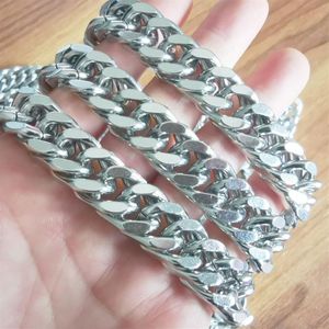 18-40 inch Silver 15mm Polished Men's Cuban Curb Franco Link Chain Necklace Stainless Steel Hip Hop Huge Heavy Thick Costume 275K