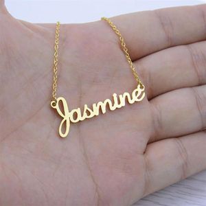 カスタムネームネックレスヴィンテージ実際の手書き署名ペンダントネックレス女性男性Choker Jewelry Friendship Gift for HER237D