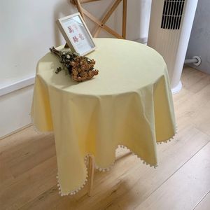 Toalha de mesa coreana ins cor sólida toalha de mesa borla hem capa de mesa à prova de poeira para cozinha casamento jantar decoração de mesa 231009