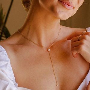 Pendant Necklaces Fashion Gold Color Chain Jewelry Necklace For Women Imitation Pearl Beads Wedding Gifts Stainless Steel
