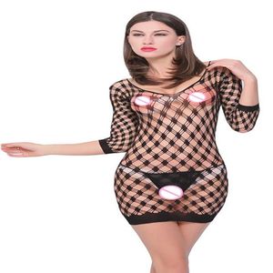 Plus size lingerie sexy feminina ombro nu fishnet vestido feminino bebê boneca roupa interior lingerie erótica elástica sexy costum2878