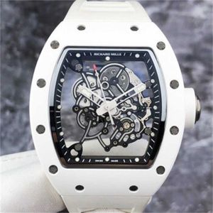 Richarmill Tourbillon Watches Automatic Mechanical Wristwatches mens watch RM055Mens White Ceramic Hollow Dial 499x427mm Manual Mechanical Watch with a 17 WNY66