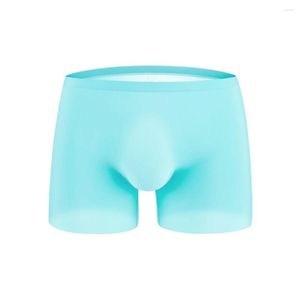 Underpants homens roupa interior boxer shorts homens gelo seda sem costura u design convexo muito macio sexy masculino masculino gay deslizamentos lingerie