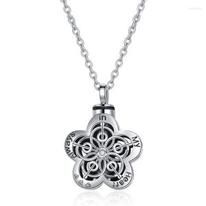 Pendant Necklaces Vintage Flower Urn Necklace Silver Color For Ashes Memorial Pet Ash Casket Cremation