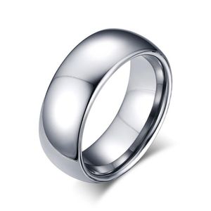 Aliança de casamento simples de prata e aço de tungstênio de 8 mm, anéis de promessa simples gravura 245i