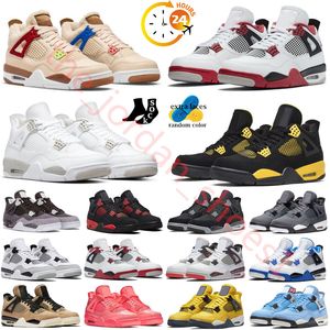 Top quality Jumpman 4 Red Cement 4s Mens Basketball Shoes University Blue White Oreo Black Cat Black Canvas Sail metallic purple Midnight Navy Women Sneakers