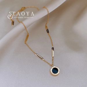 Chokers Classic Fashion Stainless Steel Roman Digital Wafer Pendant Necklace 2023 Jewelry Christmas Party Women's Sexy 231009