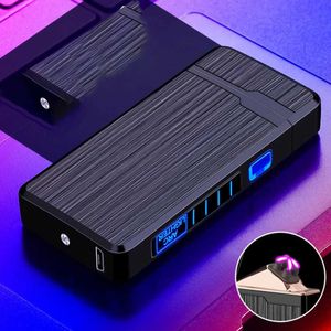 Lighters Fingerprint Induced Double ARC USB Rechargeable Cigarette Lighter Wire Drawing Surface Plasma Electric Lighter Gadgets For Men GCUO