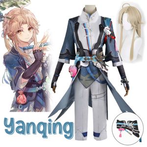 Game Honkai Star Rail Cosplay Costume Yanqing Cosplay Wig Swordman Kendo Uniform Cloak Wig Halloween Carnival Party Costumecosplay