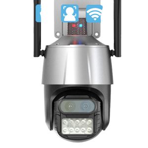 8MP WiFi Camera with Anti-theft Siren Alarm Dual-Lens 8X Digital Zoom Camera Night Vision Human Detect Security CCTV IP Camera