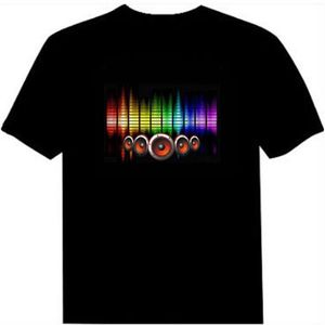 Aktywowany dźwięk Cotton T Shirt Light w górę i w dół Błyskawiczny Wyrównanie El T Shirt Men for Rock Disco Party Top Tee Odzież248y