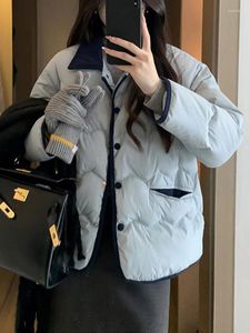 女性のトレンチコートカジュアルダウン女性韓国ファッションコットンパッド入りジャケット女性秋の冬の長袖シングル胸肉