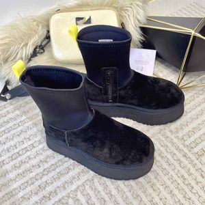 2023 New Snow Boots, Cowhide Fabric, 5 계층 단독, 편안하고 따뜻한, 내구성, 비 슬립 고무 밑창, 클래식 여성 부츠가 포함 된 클래식 딥 부츠