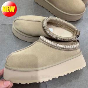 Australia platforma Tazz Musztarda Fur Fur Klasyczne Ultra Mini Snow Boots Winter Sheepsin zamszowe ciepłe wsuwane buty czarne brązowe