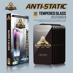 ESD anti-statisk stor båge full lim härskad glasskyddsfilm för iPhone 15 14 13 Pro Max 12 11 XS XR 7 8 Plus Anti Static Screen Protector med detaljhandelspaket