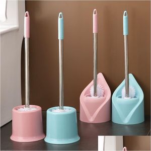 Toilet Brushes & Holders Household Bathroom Cleaning Brush Long Handle Toilet Wall Mounted Set With No Dead Corners Home Garden Bath B Ott30
