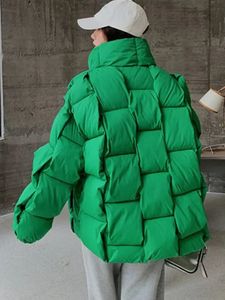 Women Down Down Parkas Winter Jacket for Women Treedimensional Plaid Fashion Fat