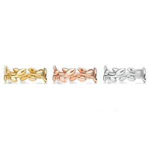 Pierścienie zespołowe Pierścień Pierścień projektant biżuterii luksusowa moda biżuteria zaawansowana wersja s925 srebrna srebrna oliwna liść złocie złota