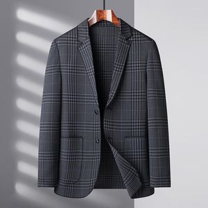 Abiti da uomo Casual di fascia alta 2023 Abito scozzese di tendenza slim-fit Primavera e autunno Plancton Abbigliamento formale da lavoro bello Blazer Mujer