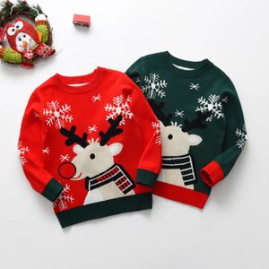 Pullover Cardigan Christmas Kids Sweater New Casual Baby Warm Elk Printed Knitted Girls Sweater Boys Girls Cute Xmas Tree Pullovers Clothes 231009