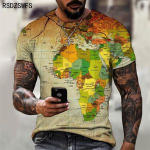 Herren-T-Shirts, Straßenkarten-Muster, T-Shirt, Retro-Trend, Modekleidung, vielseitiges Top, europäisches Design, T-Shirts, Größe XXS-5XL281L