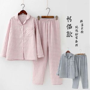 Conjunto de roupa de dormir feminina, 2 peças, pijama para casa, algodão, manga comprida, calças, grupos de calças, roupa de dormir, conjuntos de luxo