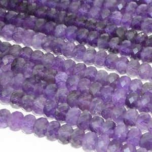 Perle Rondelle sfaccettate ametista naturale delle pietre preziose sciolte spessore 7,8 mm-8 mm circa 5 mm