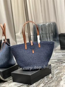 Y Tasarımcı Tote Sebze Sepet Tote Bag Alışveriş Çantası Parisli Stil Siyah Straw Bag Laffite Dokuma Çanta Seyahat Çantası Moda Çantaları