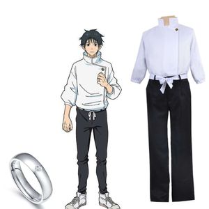 Anime Yuta Okkotsu Costume Cosplay Jujutsu Kaisen Uniformi Cosplay Anelli Top + Pantaloni + Cintura Festa di Halloween Uomo Donnacosplay