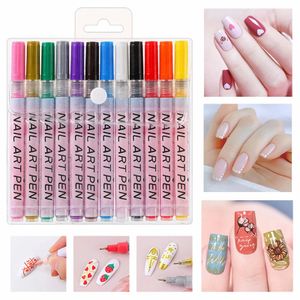 Dotting Aletleri Tırnak Kalemi Akrilik Boya Kalemi DIY 12 Renk Tel Çiviler için 30ml Halkalar 231007