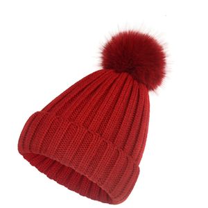 Autumn Winter New Imitation Fox Fur Ball Wool med plysch och tjock isolering Versail Pullover Parent-Child Hat