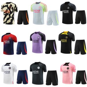 Trainingsanzug 2023 24 PSGes Kinder PARIS Sportswear Trainingsanzug Kurzarmanzug Fußball Jersey Kit Uniform Chandal Erwachsene Sweatshirt Pullover Sets Kinder