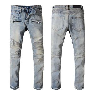 DSQPLEIND2 France Style #1051# Herren verzierte gerippte Stretch-Motorradhose Old School Washed Biker Blue Jeans Slim Hose 29-421 531043860