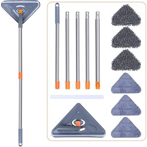 Mops Wall Mop with Long Handle 360 ° Rotating Triangle Microfiber Cleaning Adjustable Dry and Wet Dust Cleaner for Floor 231009