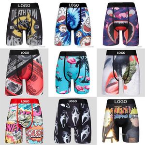 Roupas personalizadas dos homens roupa interior esportiva sexy seda gelo boxers secagem rápida respirável shorts calças curtas com pacote de marca male306j