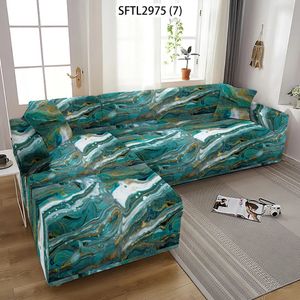 Stol täcker marmor geometrisk soffa täcker mörkgröna möbler blå linje pläd för vardagsrum 3 -sits 231009