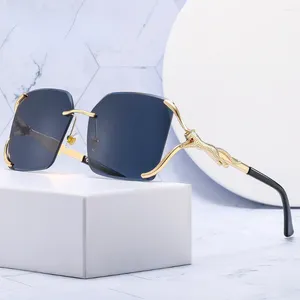 Sunglasses Fashion Retro Rimless Men Women Alloy Leopard Sun Glasses Lady High Quality Square Eyewears Girl's UV400 Gafas De Sol