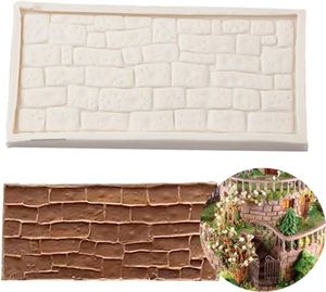 Fondant Mögel 3D Stone Wall Fondant Mögelintrycksmatta Uppsättning för chokladmuffin Topper Bröllopstårta Crafting 1221389