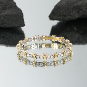 18k Gold Armbänder für Frauen Trendy Halskette Cross Diamonds Designer Paar Mode Hochzeitsfeier Valentinstag Silber Geschenk täglich Arbeit Braut Bride Freundin Freundin