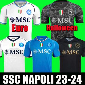 23 24 NAPOLI maglie da calcio 3a Maglia nera Napoli 2023 2024 DI LORENZO KVARATSKHELIA Maglie da calcio MARADONA SSC Napoli uomo bambini kit Maillots Halloween kit camicia