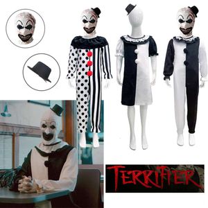 Skräckfilm Terrifier Cosplay Art Clown Cosplay Costume Bodysuit Headgear Mask Hat Children Passar Halloween Costumes For Kidcosplay