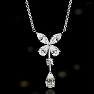 Anhänger Halsketten Wong Rain 18K vergoldet 925 Sterling Silber Schmetterling Lab Saphir Edelstein Damen Halskette Schmuck Jubiläumsgeschenk