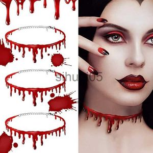 Pendant Necklaces Halloween Goth Blood Dripping Choker for Women Girls Rubber Punk Charms Necklace Jewelry 90s Style Cosplay Jewelry Friends Gifts x1009